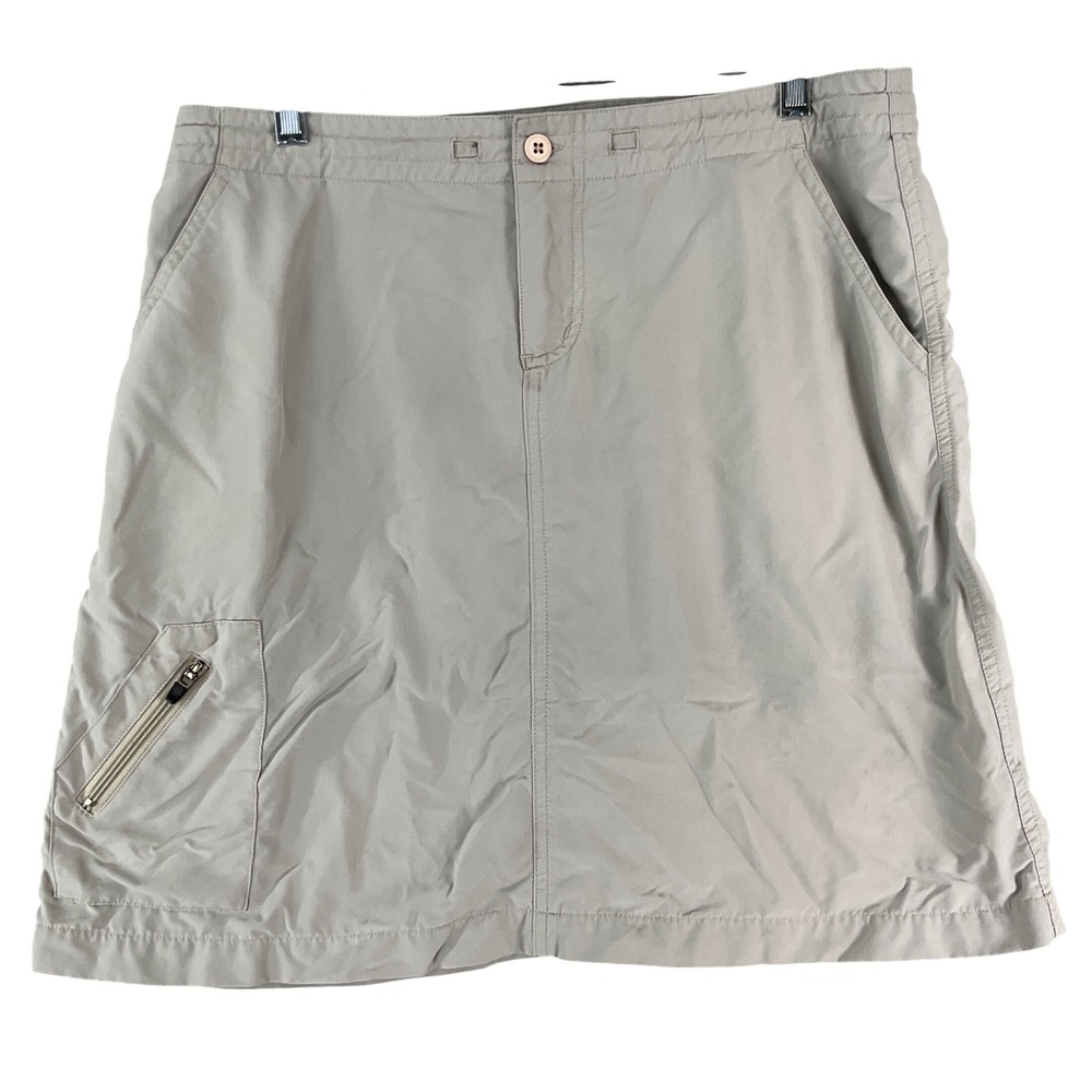 Title Nine Skort Women 10 Tan Khaki Zipper Pocket Hiking Athletic Activewear